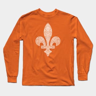 Fleur de lis paisley WHITE Long Sleeve T-Shirt